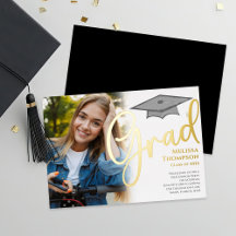 Classic Script Gold Graduation Photo Announcement