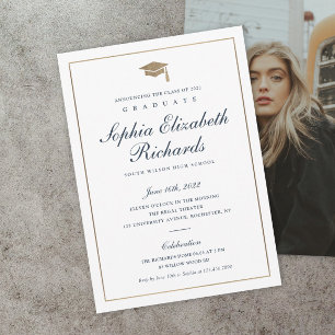 Classic Script Gold Photo Graduation Invitation