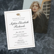 Classic Script Gold Photo Graduation Invitation