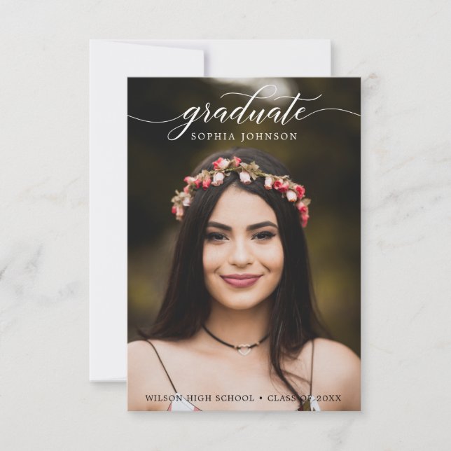 Classic Script Graduation Announcement with Photo (Front)