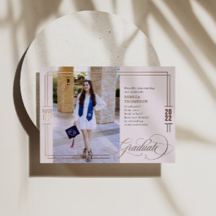 Classic Script Graduation Blush & Rose Gold Foil Foil Invitation