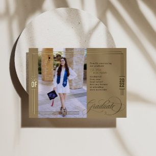 Classic Script Graduation  Green & Gold Foil  Invitation