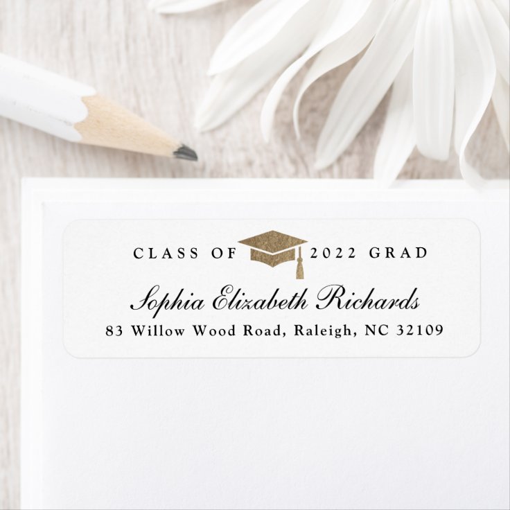 Classic Script Graduation Return Address Label | Zazzle