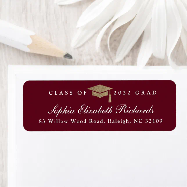 Classic Script Graduation Return Address Label | Zazzle