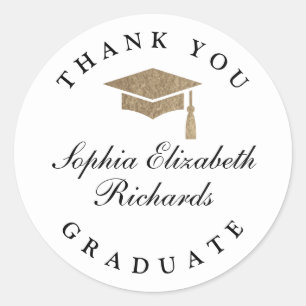 Classic Script Graduation Thank You Classic Round Sticker