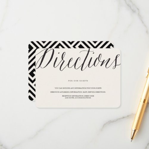 Classic Script Greek Key Geo Wedding Directions Enclosure Card