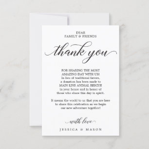 Classic Script In Lieu of Favors Place Card