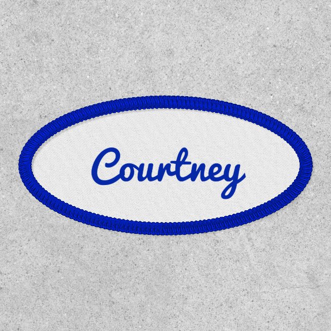 Classic Script Lettering Cursive Name Oval Shaped Patch (Front)