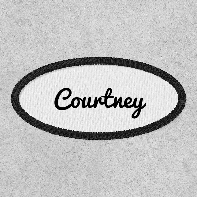 Classic Script Lettering Cursive Name Oval Shaped Patch (Front)