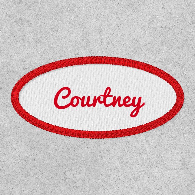Classic Script Lettering Cursive Name Oval Shaped Patch (Front)