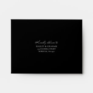Classic Script Minimal Calligraphy Black Wedding Envelope