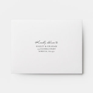 Classic Script Minimal Calligraphy White Wedding Envelope