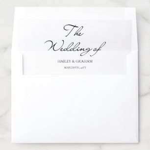 Classic Script Minimal Calligraphy White Wedding Envelope Liner