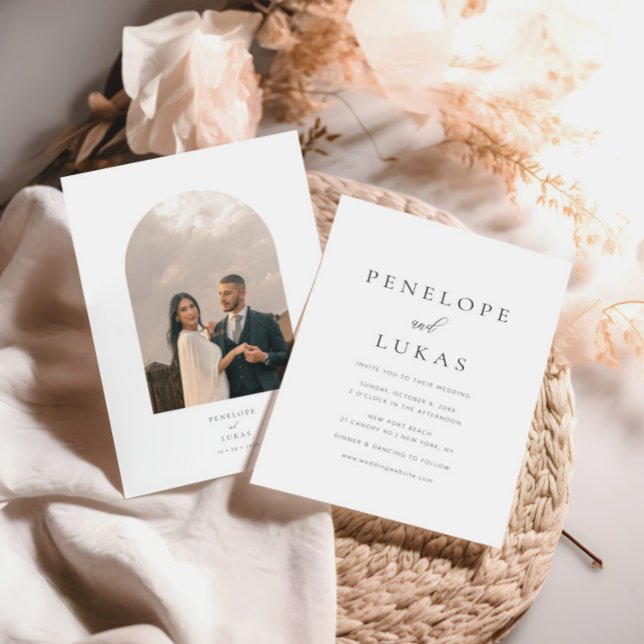 Classic Script Minimal Modern Photo Wedding Invitation (Creator Uploaded)