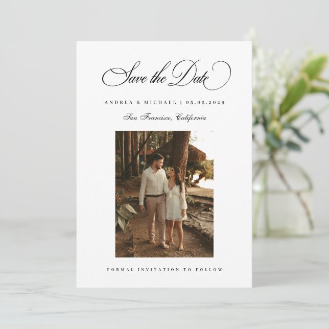 Classic Script Minimal Photo 2026 Wedding Save The Date (Standing Front)