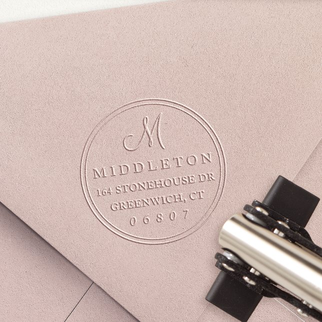 Classic Script Monogram Round Return Address Embosser (Creator Uploaded)