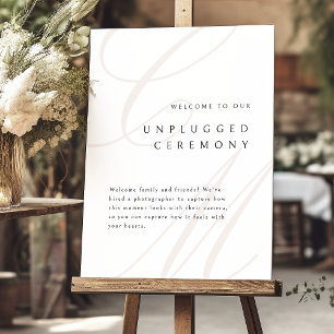Classic Script Monogram Unplugged Ceremony sign