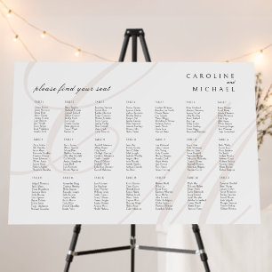 Classic Script Monogram Wedding Seating Chart Foam Board
