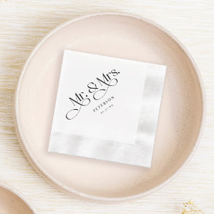 Classic Script Mr. and Mrs. Wedding Napkins