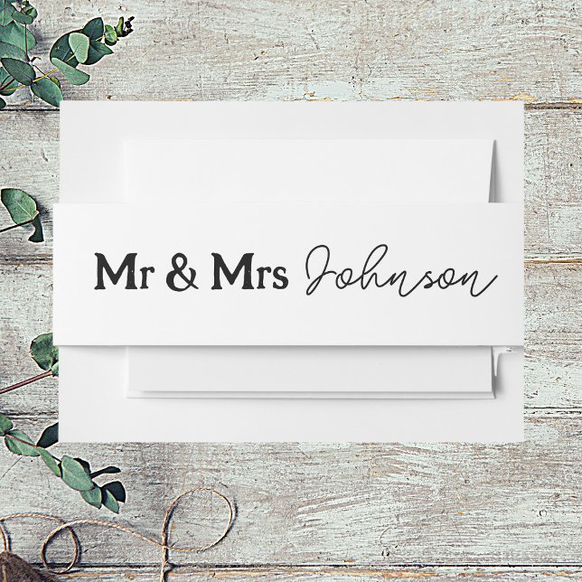 Classic Script Mr & Mrs Invitation Belly Band (Creator Uploaded)