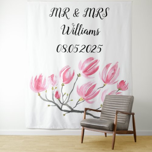 Classic Script Mr  Mrs Wedding Backdrop banner