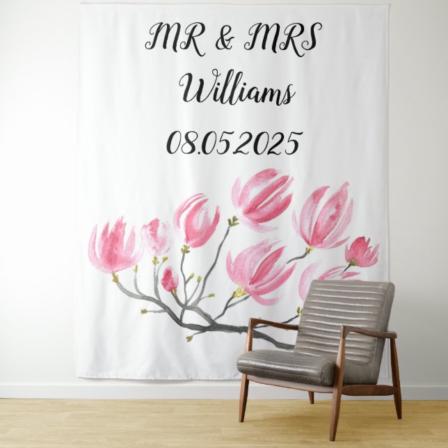 Classic Script Mr & Mrs Wedding Backdrop banner (In Situ)