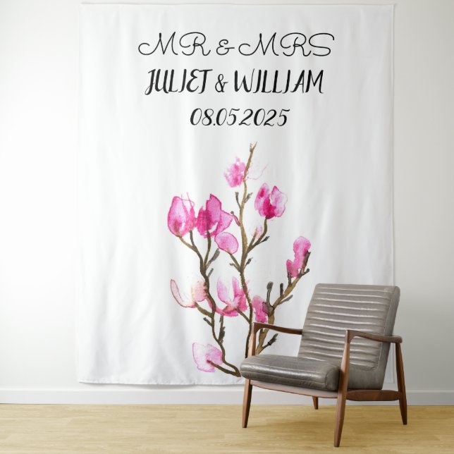 Classic Script Mr & Mrs Wedding Backdrop banner (In Situ)