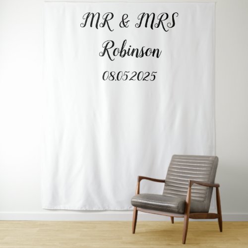 Classic Script Mr  Mrs Wedding Backdrop banner
