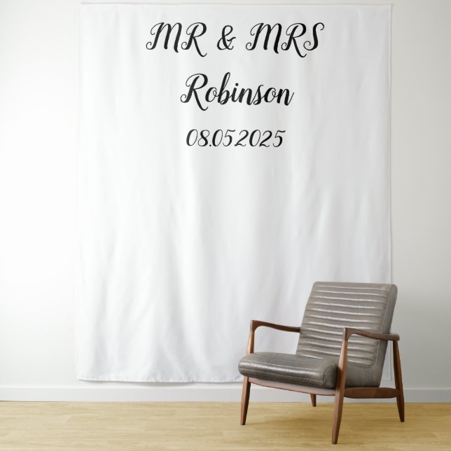Classic Script Mr & Mrs Wedding Backdrop banner (In Situ)