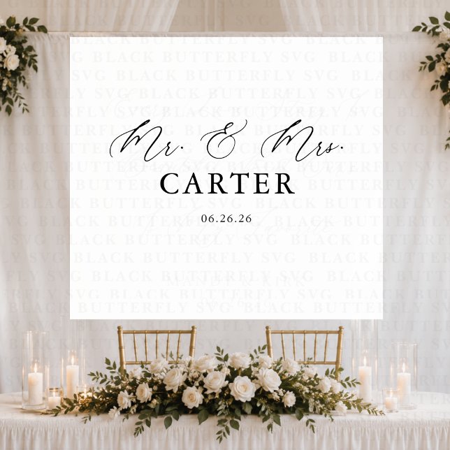 Classic Script Mr & Mrs Wedding Backdrop Banner (Creator Uploaded)