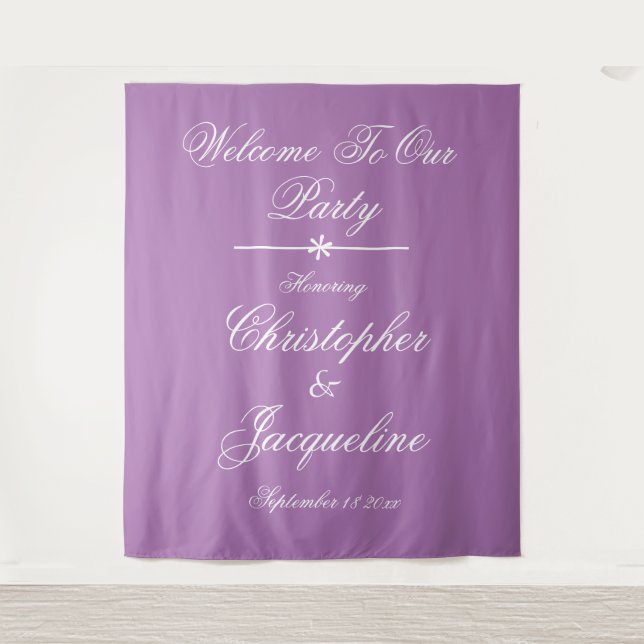 Classic Script Names Photobooth Wedding Backdrop  (Front)