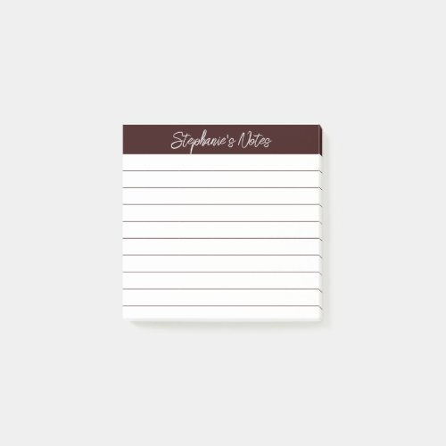 Classic Script Notes Chocolate Brown Lined
