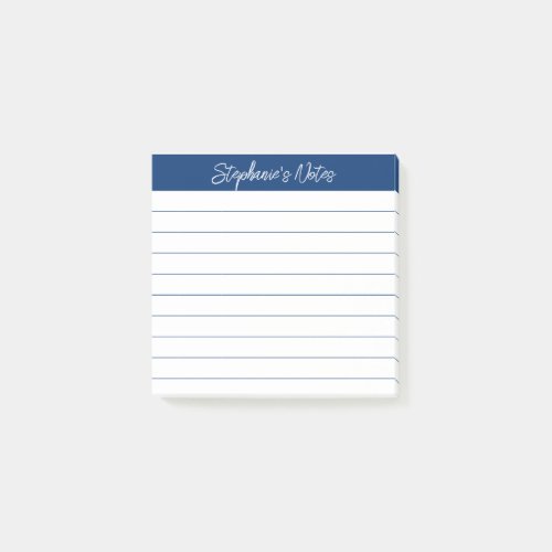 Classic Script Notes Navy Blue Lined