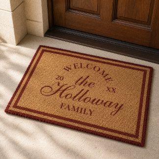 Classic Script Personalized Family Welcome Fiber Doormat