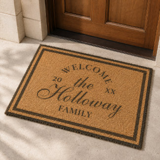 Classic Script Personalized Family Welcome Fiber Doormat