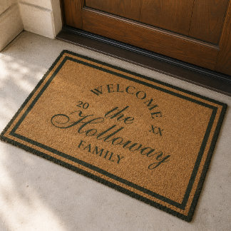 Classic Script Personalized Family Welcome Fiber Doormat
