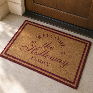 Classic Script Personalized Family Welcome Fiber Doormat