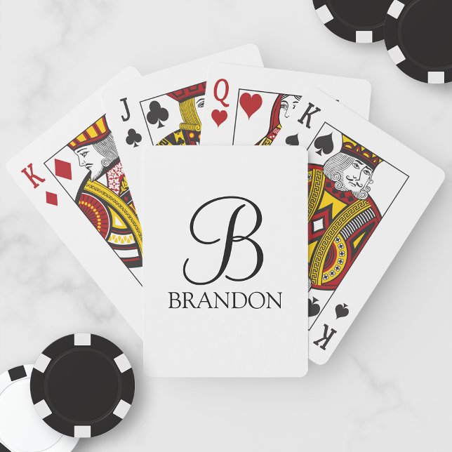 Classic Script Personalized Monogram and Name  Poker Cards (Creator Uploaded)