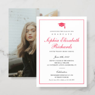 Classic Script Photo Graduation Invitation