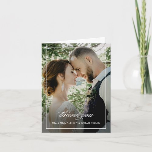 Classic Script Photo Wedding Thank You Card