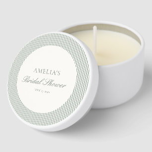 Classic Script Sage Green Stripe Bridal Shower Mini Candle Favors