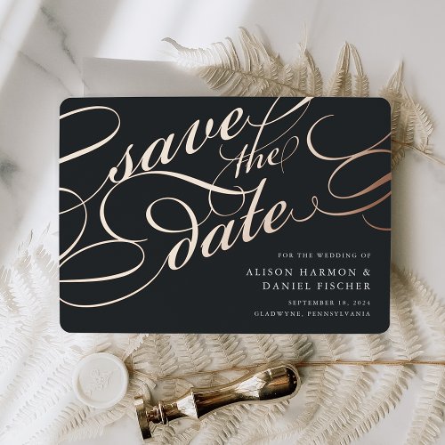 Classic Script Save the Date Foil Invitation