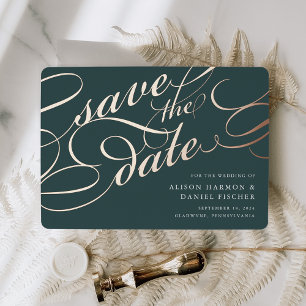 Classic Script Save the Date Foil Invitation