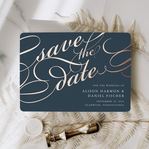 Classic Script Save the Date Foil Invitation