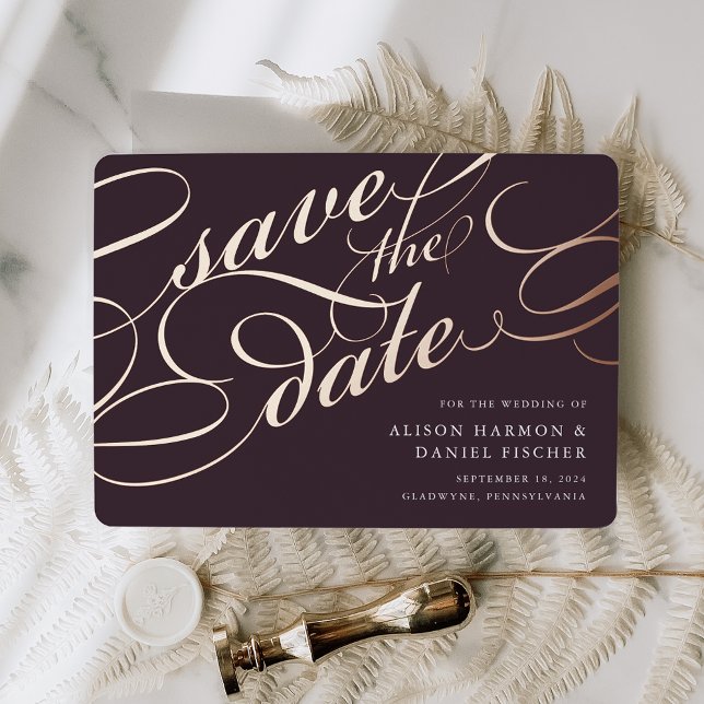 Classic Script Save the Date Foil Invitation (Creator Uploaded)