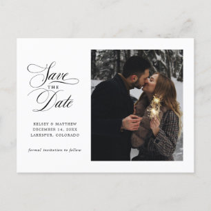 Classic Script Single Photo Save the Date Announcement Postcard
