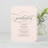 Classic Script Soft Pink Grey Graduation Party Invitation (Standing Front)