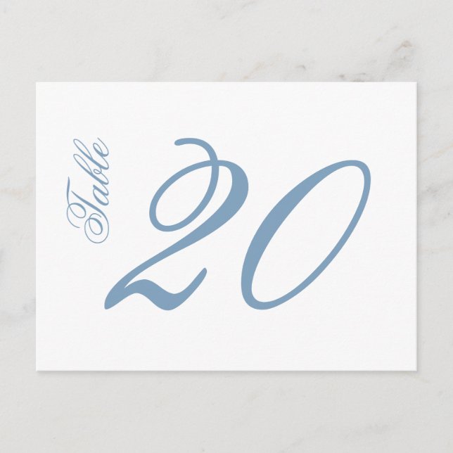 Classic Script Table Numbers (Blue Gray / White) (Front)