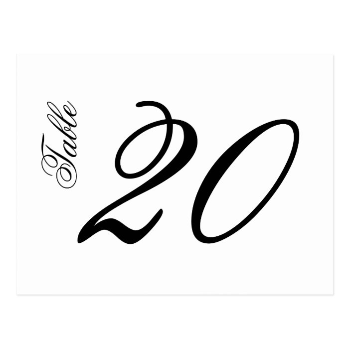 Classic Script Table Numbers Post Card