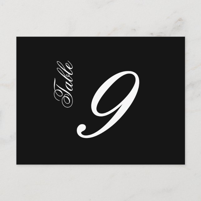 Classic Script Table Numbers (White / Black) (Front)
